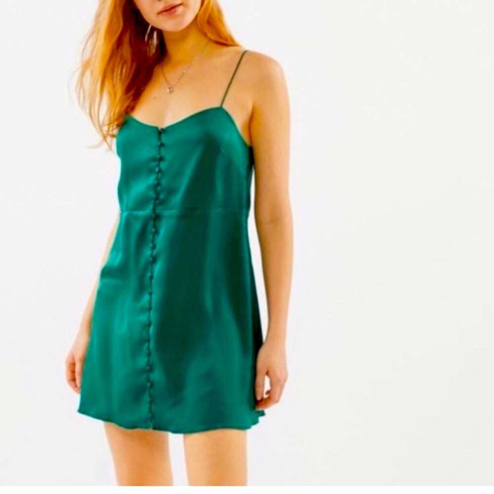 Urban Outfitters Emerald Green Satin Slip Dress